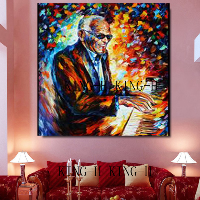 Chinese Wall Art The Man Play Music Oil Painting Living Room Wall